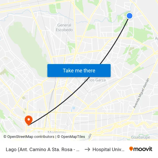 Lago (Ant. Camino A Sta. Rosa - Río Amazonas) to Hospital Universitario map