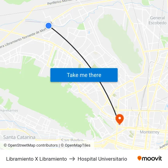 Libramiento X Libramiento to Hospital Universitario map