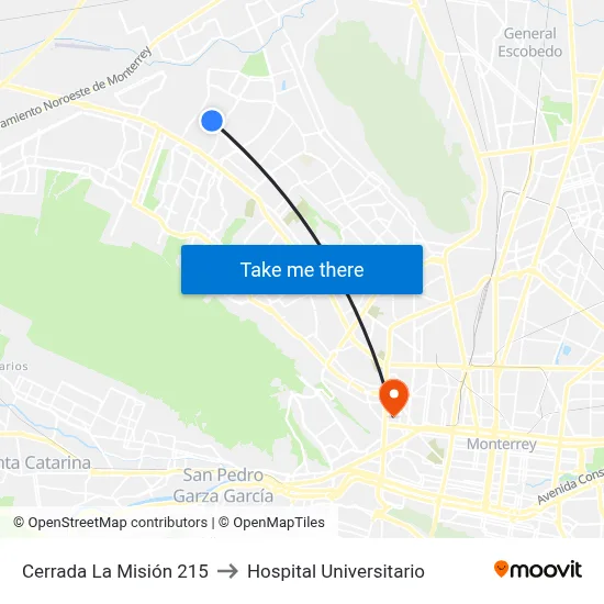 Cerrada La Misión 215 to Hospital Universitario map