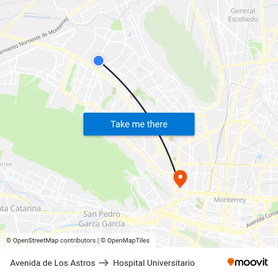 Avenida de Los Astros to Hospital Universitario map