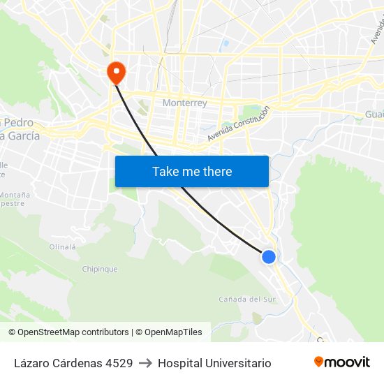 Lázaro Cárdenas 4529 to Hospital Universitario map