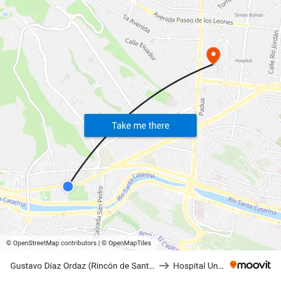 Gustavo Díaz Ordaz (Rincón de Santa María - Río San Juan) to Hospital Universitario map