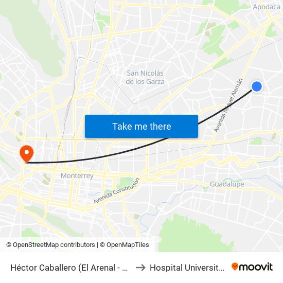 Héctor Caballero (El Arenal - Tala) to Hospital Universitario map