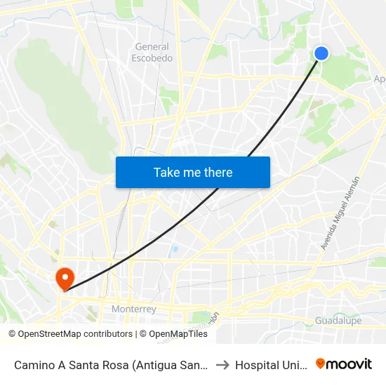 Camino A Santa Rosa (Antigua Santa Rosa - Gasoducto) to Hospital Universitario map