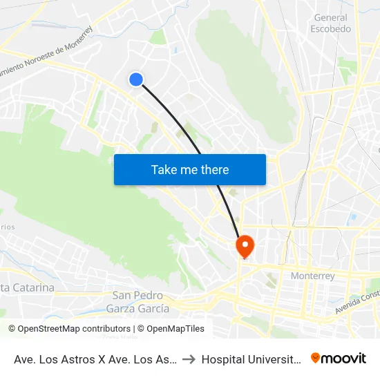 Ave. Los Astros X Ave. Los Astros to Hospital Universitario map