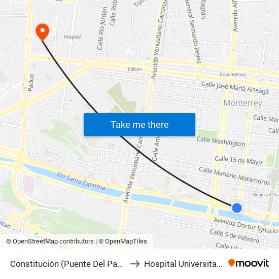 Constitución (Puente Del Papa) to Hospital Universitario map