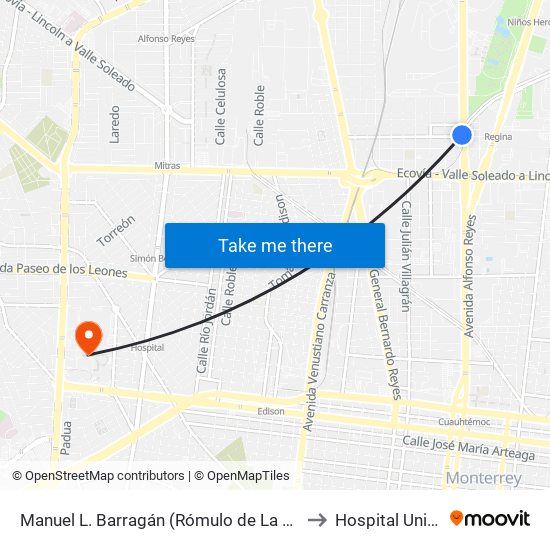 Manuel L. Barragán (Rómulo de La Vega - Martín Carrera) to Hospital Universitario map