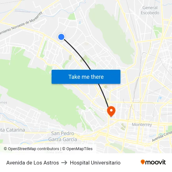 Avenida de Los Astros to Hospital Universitario map