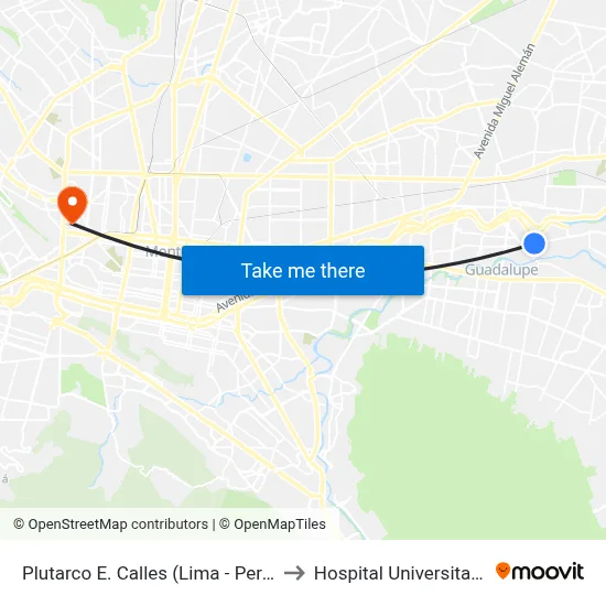 Plutarco E. Calles (Lima - Peral) to Hospital Universitario map