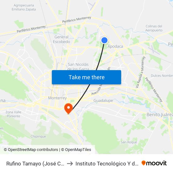 Rufino Tamayo (José Clemente Orozco - Alfonso Reyes) to Instituto Tecnológico Y de Estudios Superiores de Monterrey map