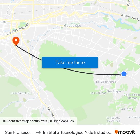 San Francisco Solano, 57 to Instituto Tecnológico Y de Estudios Superiores de Monterrey map