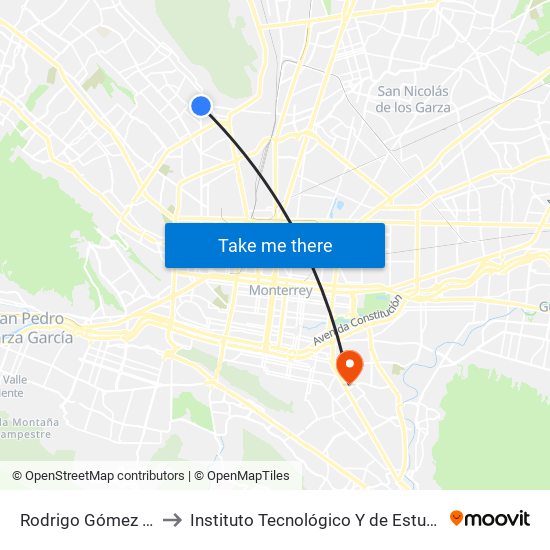 Rodrigo Gómez (Pino - Almazán) to Instituto Tecnológico Y de Estudios Superiores de Monterrey map