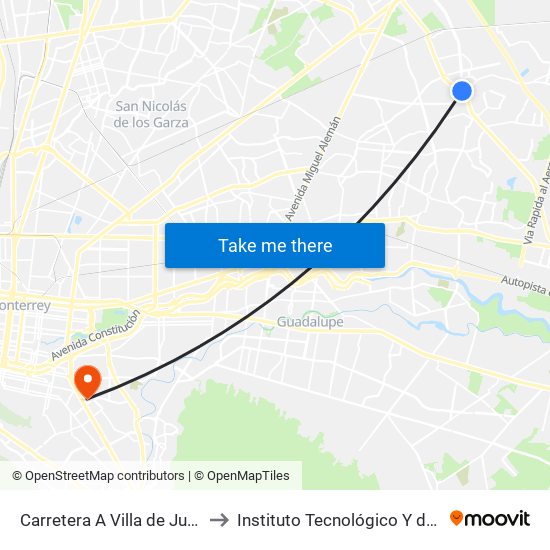 Carretera A Villa de Juárez (Padre Mier - Constitución) to Instituto Tecnológico Y de Estudios Superiores de Monterrey map