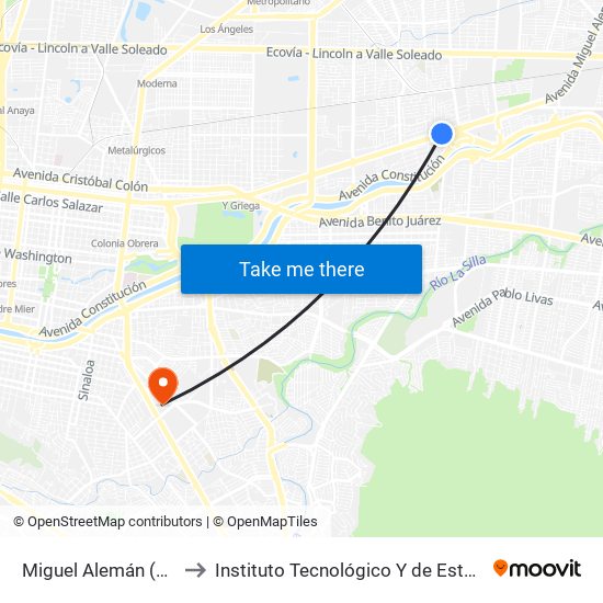 Miguel Alemán (Barcelona - Sevilla) to Instituto Tecnológico Y de Estudios Superiores de Monterrey map