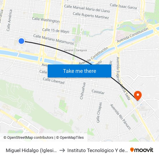 Miguel Hidalgo (Iglesia de La Purísima Concepción) to Instituto Tecnológico Y de Estudios Superiores de Monterrey map