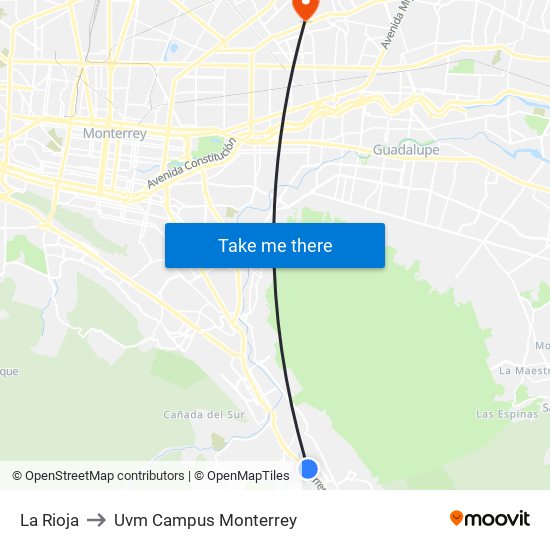 La Rioja to Uvm Campus Monterrey map