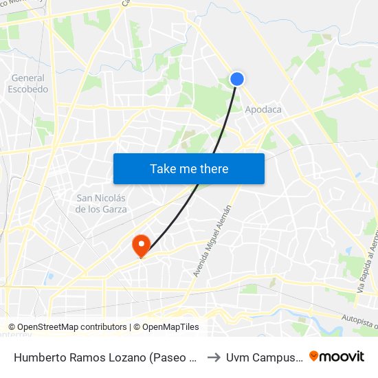 Humberto Ramos Lozano (Paseo Verona - Virrey de Acuña) to Uvm Campus Monterrey map