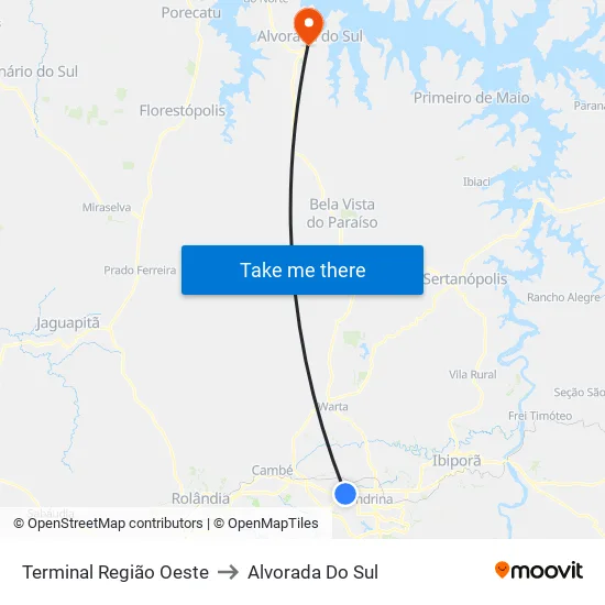 Terminal  Região Oeste to Alvorada Do Sul map
