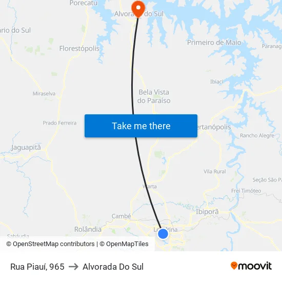 Avenida Higienópolis, 350 to Alvorada Do Sul map