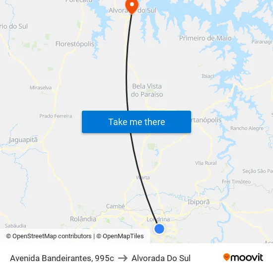 Avenida Bandeirantes, 995c to Alvorada Do Sul map