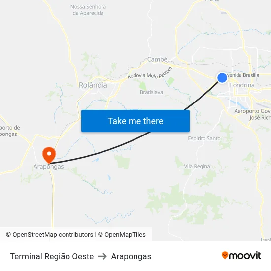 Terminal  Região Oeste to Arapongas map