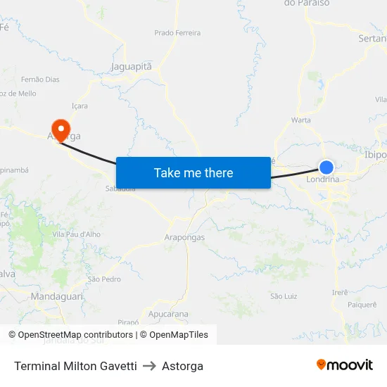 Terminal Milton Gavetti to Astorga map