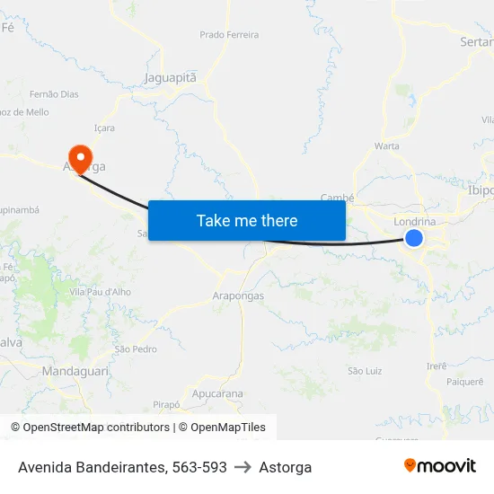 Avenida Bandeirantes, 563-593 to Astorga map