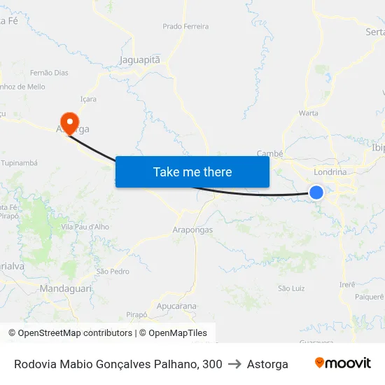 Rodovia Mabio Gonçalves Palhano, 300 to Astorga map