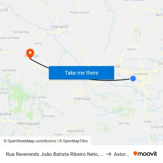 Rua Reverendo João Batista Ribeiro Neto, 76 to Astorga map