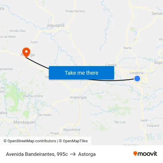 Avenida Bandeirantes, 995c to Astorga map