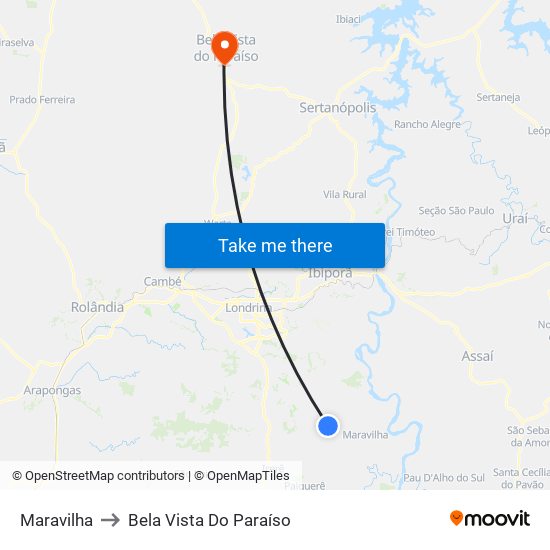 Maravilha to Bela Vista Do Paraíso map