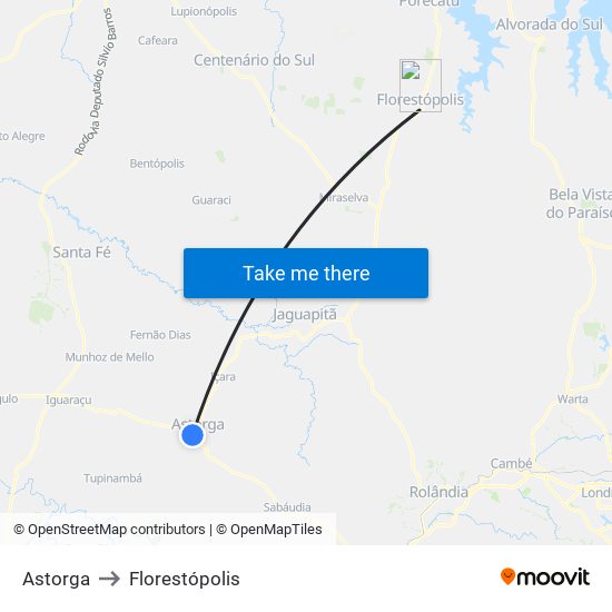 Astorga to Florestópolis map