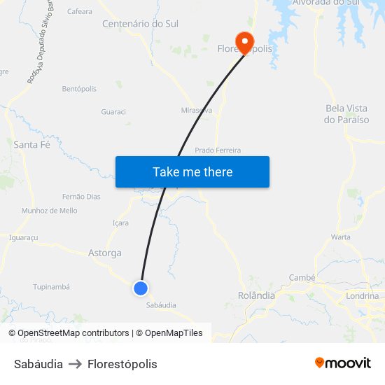 Sabáudia to Florestópolis map