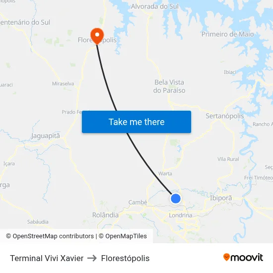 Terminal Vivi Xavier to Florestópolis map