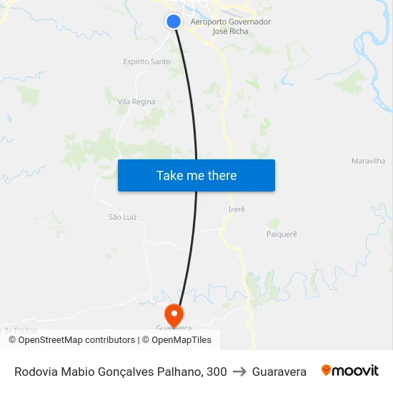 Rodovia Mabio Gonçalves Palhano, 300 to Guaravera map