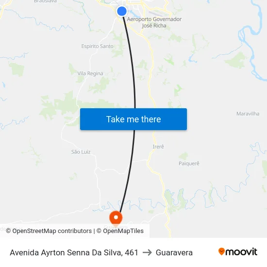 Avenida Ayrton Senna Da Silva, 461 to Guaravera map