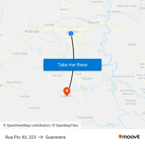 Rua Pio Xii, 323 to Guaravera map