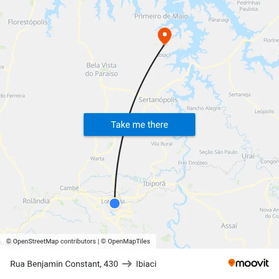 Rua Benjamin Constant, 430 to Ibiaci map