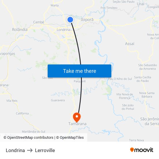 Londrina to Lerroville map