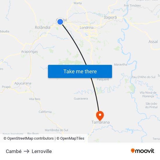 Cambé to Lerroville map