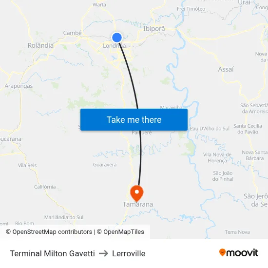 Terminal Milton Gavetti to Lerroville map
