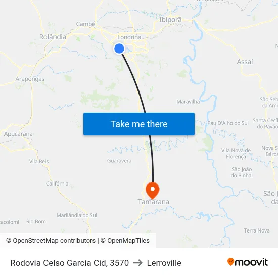 Rodovia Celso Garcia Cid, 3570 to Lerroville map