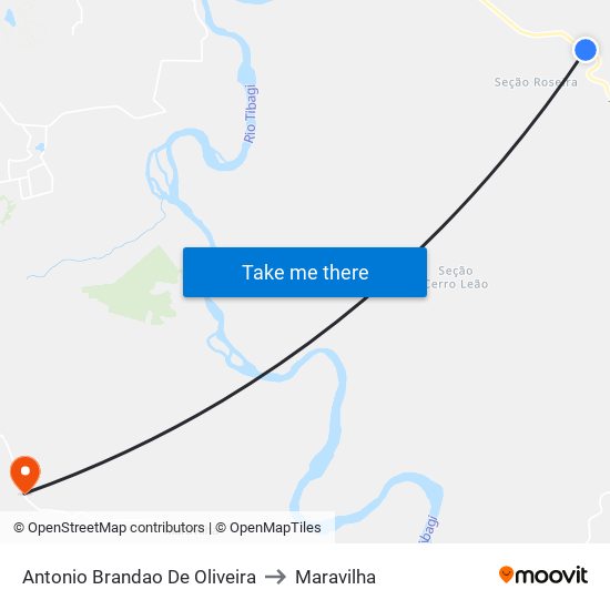 Antonio Brandao De Oliveira to Maravilha map