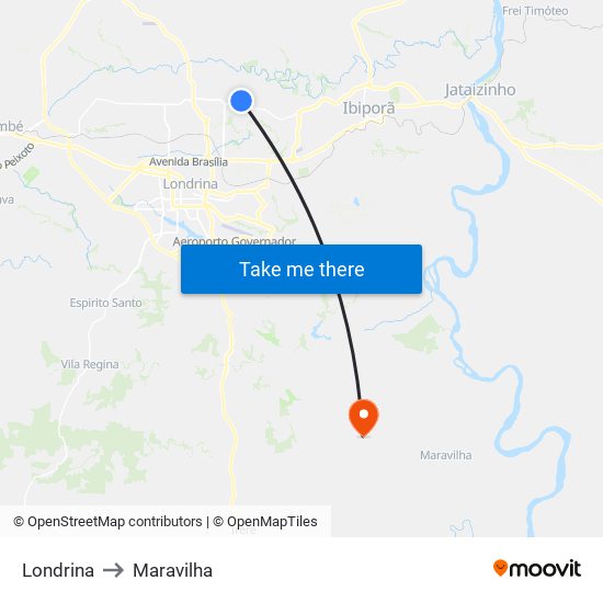 Londrina to Maravilha map