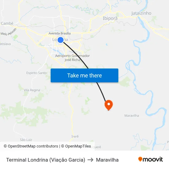 Terminal Londrina  (Viação Garcia) to Maravilha map