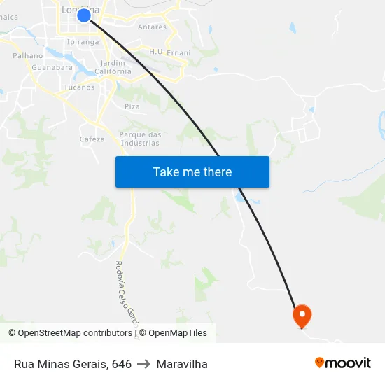 Rua Minas Gerais, 646 to Maravilha map