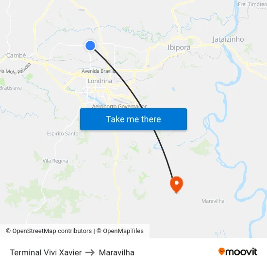 Terminal Vivi Xavier to Maravilha map