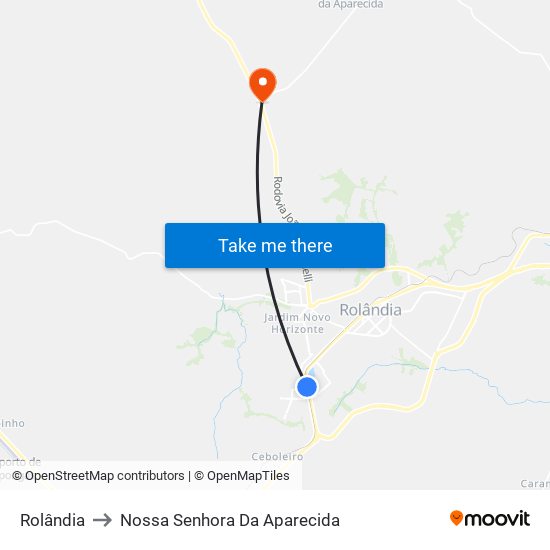 Rolândia to Nossa Senhora Da Aparecida map