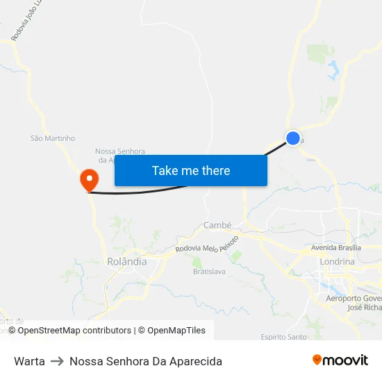 Warta to Nossa Senhora Da Aparecida map