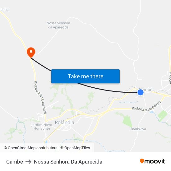 Cambé to Nossa Senhora Da Aparecida map